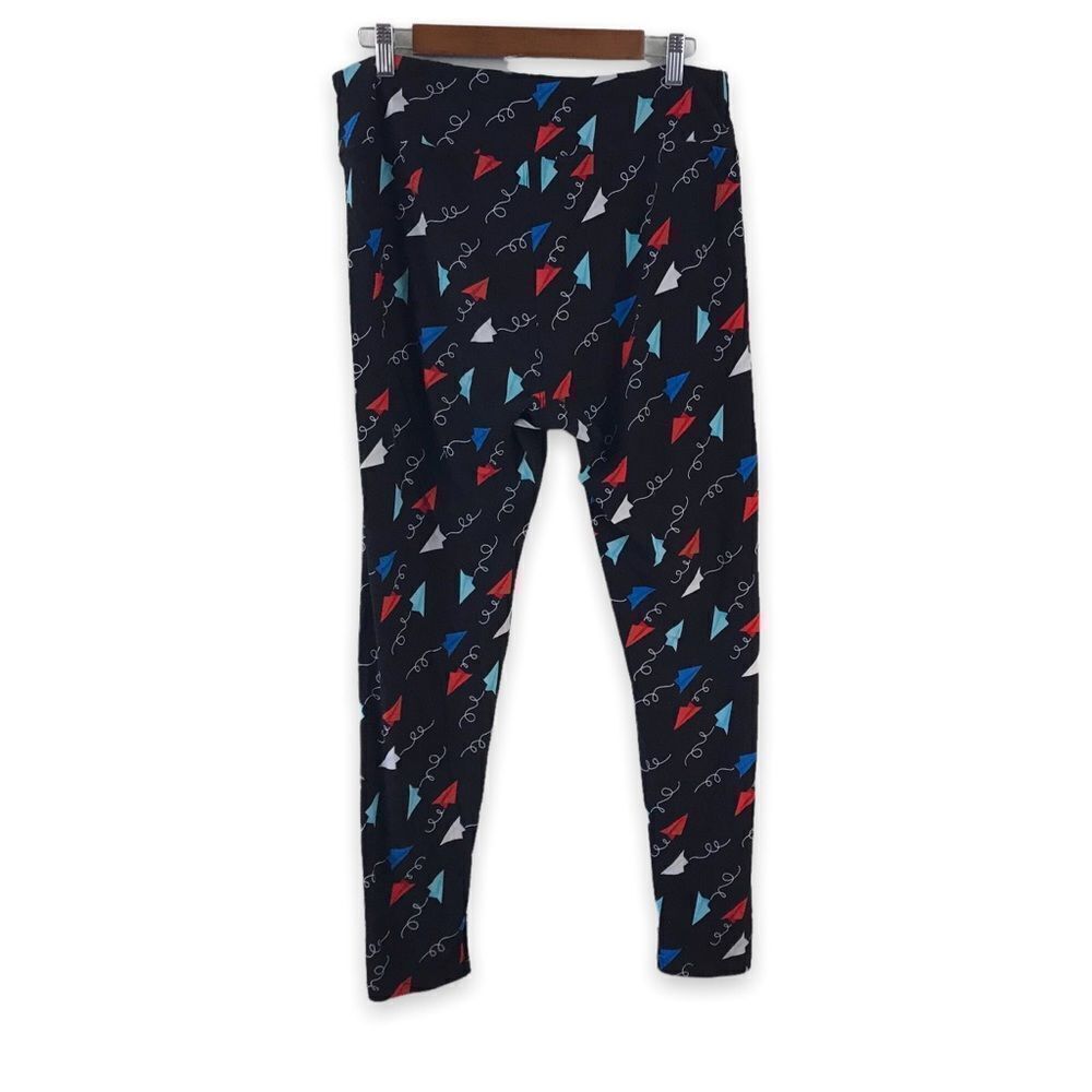 LuLaRoe paper airplane print leggings Tall‎ & Curvy